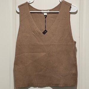 *NWT* Ava & Viv Womens XXL Tan V-Neck Sweater Business Casual Y2K Coquette Girl